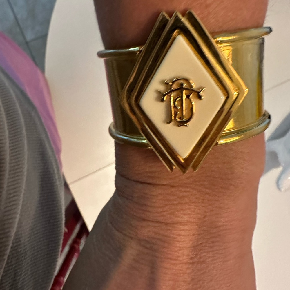 Gold and Cream Cuff Bracelet